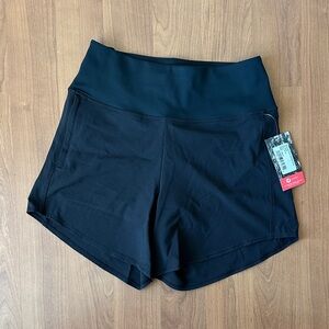 Oiselle High Rise Long Roga Black Athletic Running Shorts